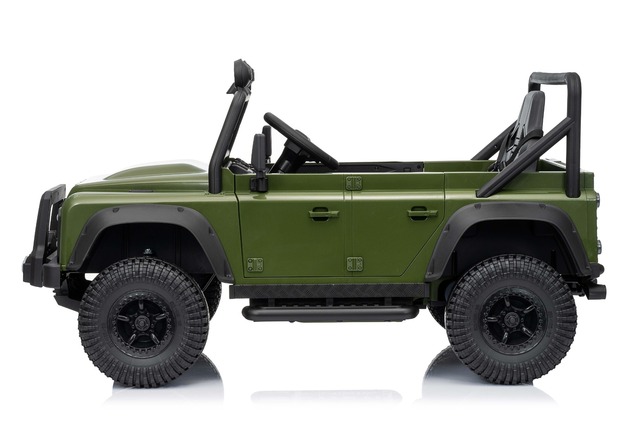 Electric Ride-on car Land Rover Defender 110 SVX 12V, green, 4X4 drive, LED lights, front and rear w