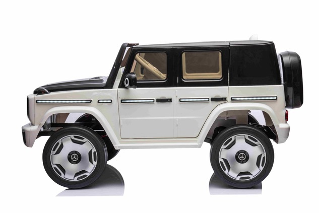 Electric Ride-on car Mercedes-Benz EQG 12V, white, LED underlighted body parts, Functional front and