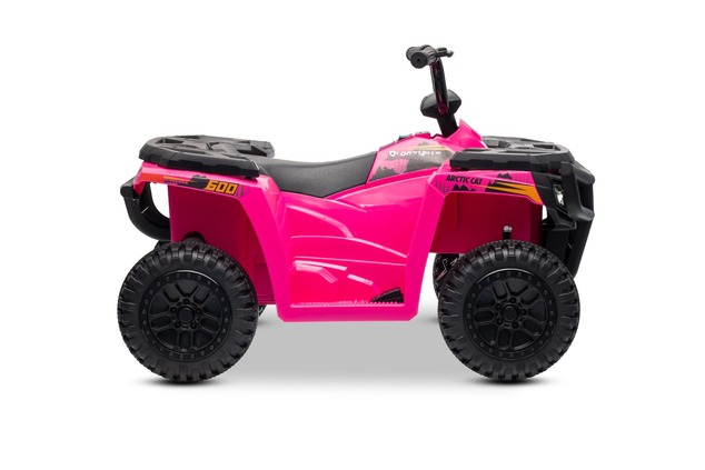 Licensed electric Ride-on quad Arctic Cat 12V with rear wheel drive, pink, LED lights, Lithium batte