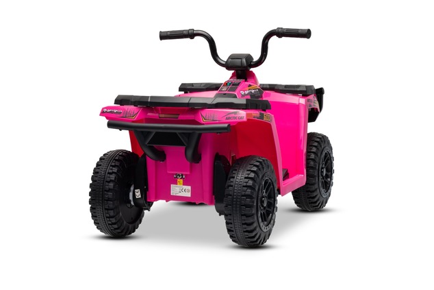 Licensed electric Ride-on quad Arctic Cat 12V with rear wheel drive, pink, LED lights, Lithium batte