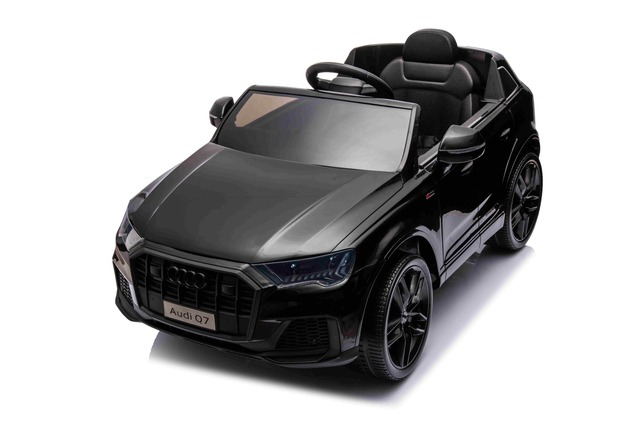 Auto elettrica per bambini Audi Q7 nero, monoposto, sospensione indipendente, batteria 12V, telecoma