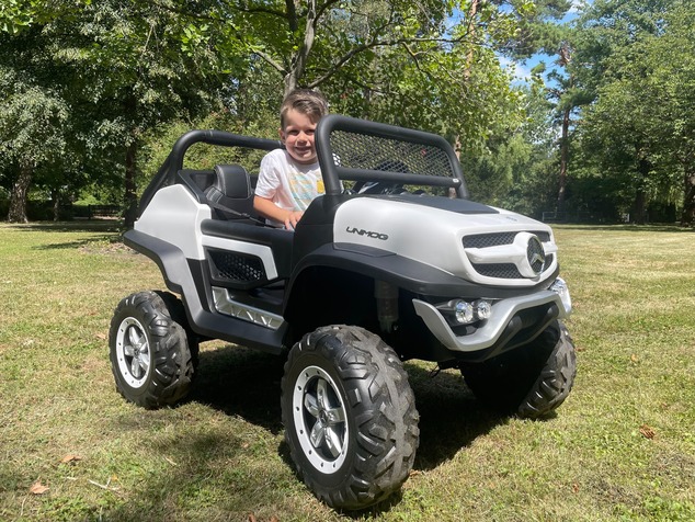 Electric Ride-On Toy Car Mercedes-Benz UNIMOG - Black, 2.4Ghz Remote controller, 4 X 4, two-seats, S