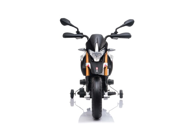 Moto électrique enfant APRILIA DORSODURO 900 sous licence, batterie 12V, roues EVA souples, 2 × 18 W