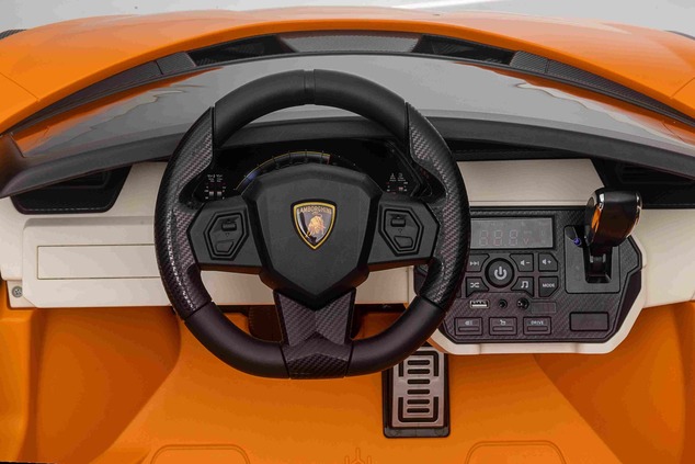 Electric Ride-on car Lamborghini Sian 4X4, orange, 12V, 2.4 GHz remote control, USB / AUX Input, Blu