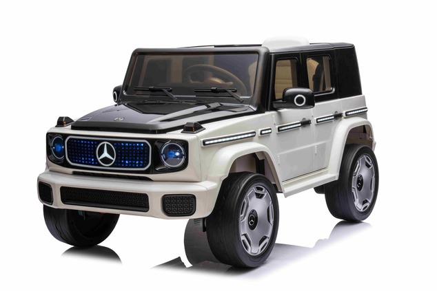 Electric Ride-on car Mercedes-Benz EQG 12V, white, LED underlighted body parts, Functional front and