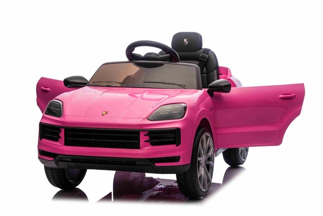 Auto elettrica per bambini Porsche Cayenne 12V con trazione posteriore - con licenza (1 posto), rosa