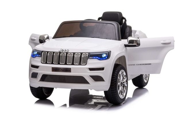 Electric Ride on Car JEEP GRAND CHEROKEE 12V, WHITE, Leather seat, 12V/7AH Battery, Opening doors, 2