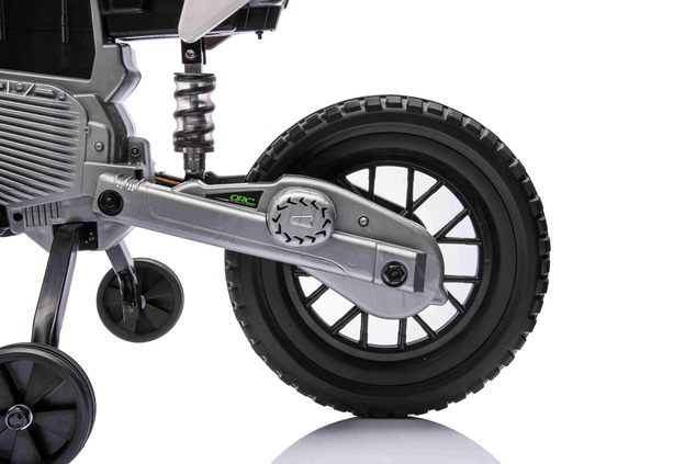 Electric Ride-on MOTOCROSS, Orange, 12V battery, EVA soft wheels, Leather seat, 2 x 25W Engine, Susp
