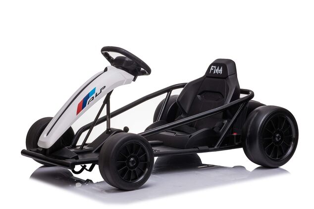 Drift Kart DRIFT-CAR 24V, White, Smooth Drift wheels, 2 x 350W Motor, Drift mode at 13 Km / h, 24V B