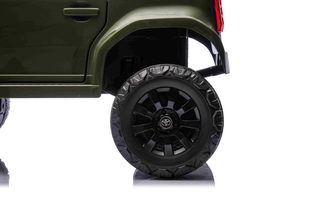 Electric ride-on car Toyota Landcruiser 12V, military green, wide single seat, 2.4 GHz remote contro
