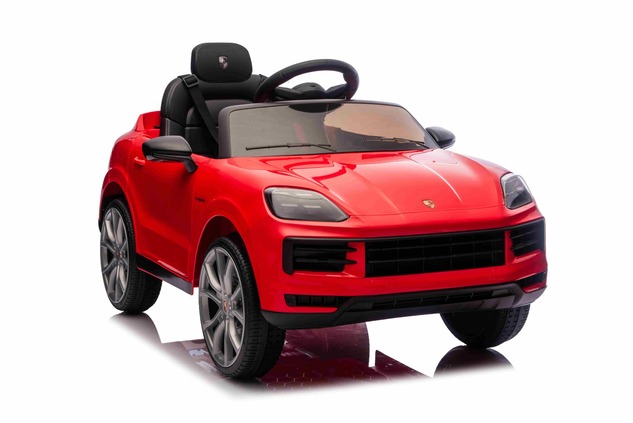 Auto elettrica per bambini Porsche Cayenne 12V con trazione posteriore - con licenza (1 posto), ross
