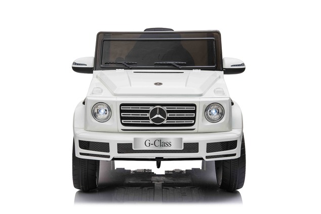 Electric Ride-on car Mercedes G500 12V, white, 2.4 GHz remote control, USB / SD Input, Rear suspensi