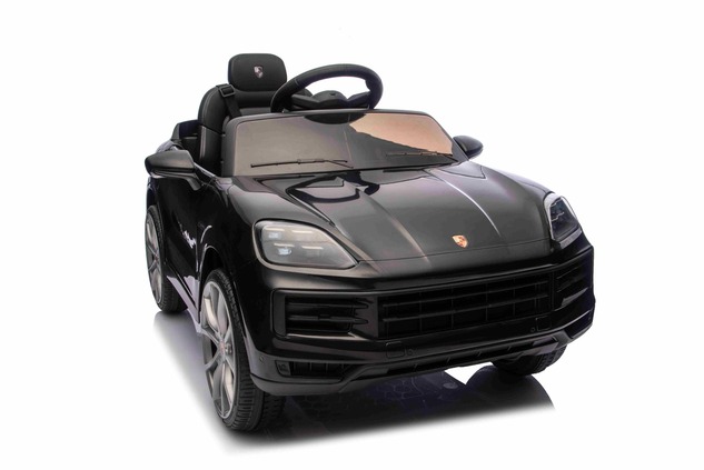 Auto elettrica per bambini Porsche Cayenne 12V con trazione posteriore - con licenza (1 posto), nero