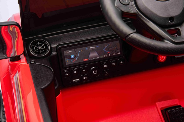 Electric ride-on car Toyota Landcruiser 12V, red, wide single seat, 2.4 GHz remote control, USB / AU
