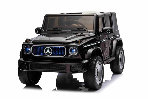 Electric Ride-on car Mercedes-Benz EQG 12V, black, LED underlighted body parts, Functional front and