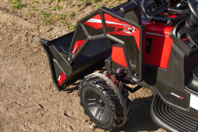 Electric tractor TOP-WORKER 12V with buckets and trailer, Single seat, red, soft PU seat, MP3 Player