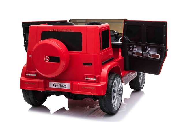 Electric Ride-on car Mercedes G500 12V, red, 2.4 GHz remote control, USB / SD Input, Rear suspension