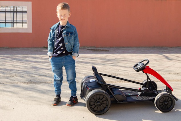Drift Kart DRIFT-CAR 24V, Red, Smooth Drift wheels, 2 x 350W Motor, Drift mode at 13 Km / h, 24V Bat