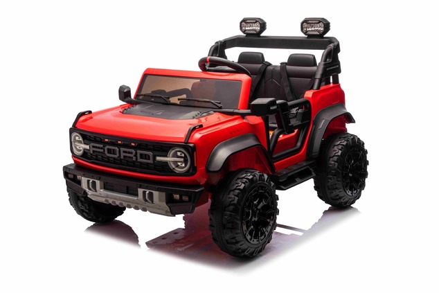 Ford Bronco XL elektrische kinderauto met achterwielaandrijving, gelicentieerd (tweezitter), rood, l