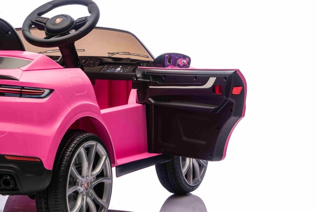 Auto elettrica per bambini Porsche Cayenne 12V con trazione posteriore - con licenza (1 posto), rosa