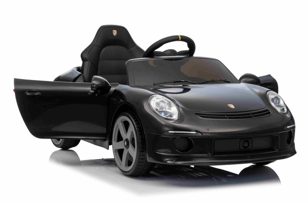 Electric Ride-on car RUF GT 12V, black, Opening doors, 2.4 GHz remote control, LED lights front and 