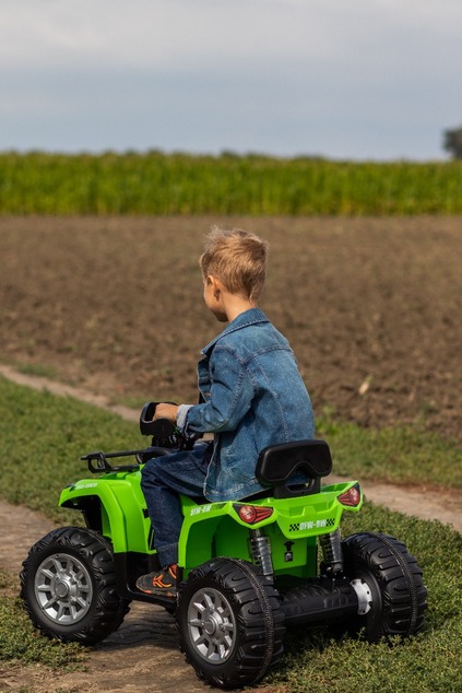 Electric QUAD SUPERPOWER 12V, green, Plastic wheels with rubber band, 2 x 45W Motor, plastic seat, s