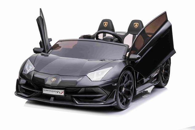 Electric Ride on Car Lamborghini Aventador 24V for two users, Black Paint, MP4 Player, PU Seats, Ver