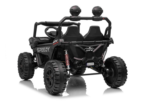Electric Ride-on car T-REX Ride 4x4 Two-seater 24V, black, MP3 Player with USB/AUX input, 4x4 drive,