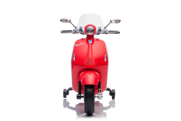 Electric ride-on Scooter Vespa 946 with reverse gear, red, Licensed, auxiliary wheels, Lithium batt