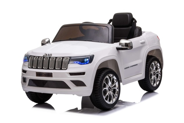 Electric Ride on Car JEEP GRAND CHEROKEE 12V, WHITE, Leather seat, 12V/7AH Battery, Opening doors, 2