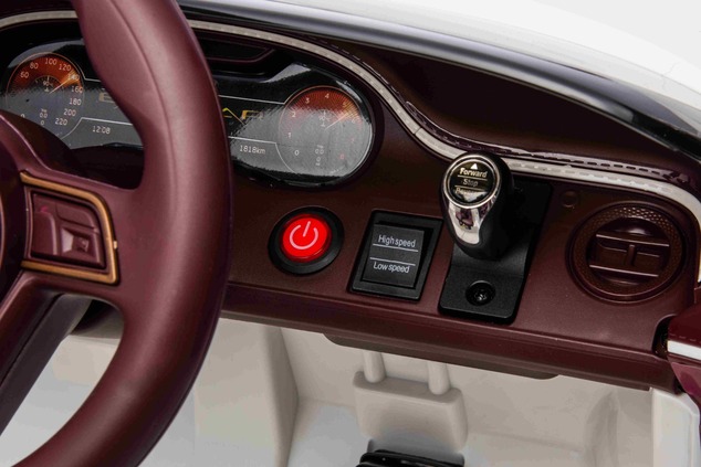 Electric Ride-on car Bentley Bacalar 12V, white, Doors opening upwards, 2.4 GHz remote control, LED 