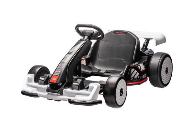 Licensed ride-on Drift Kart AUDI 24V, white, LED lights, 2 x 150W Motor, Drift mode with a speed of 