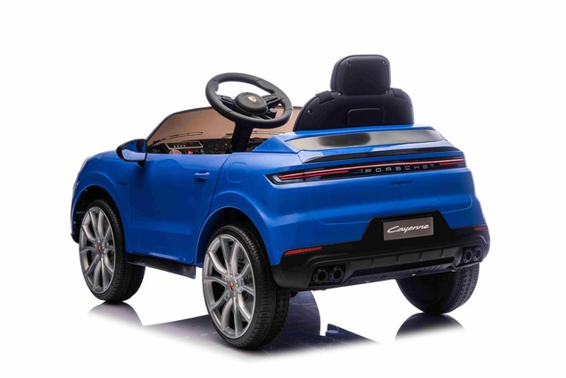 Auto elettrica per bambini Porsche Cayenne 12V con trazione posteriore - con licenza (1 posto), blu,