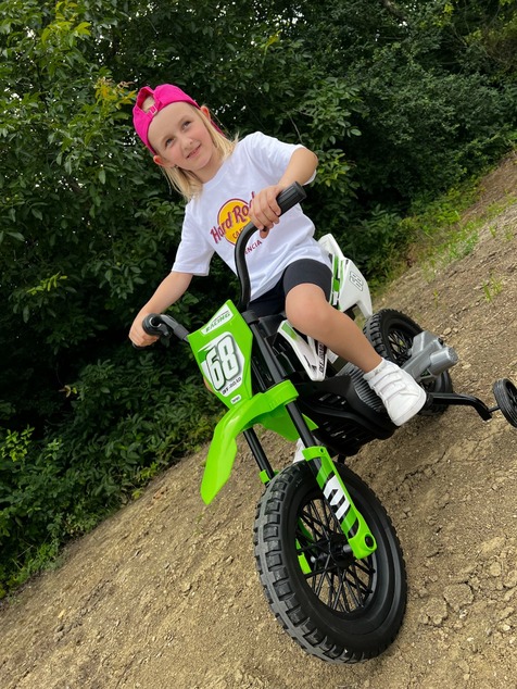 Electric Ride-on MOTOCROSS, Red, 12V battery, EVA soft wheels, Leather seat, 2 x 25W Engine, Suspens