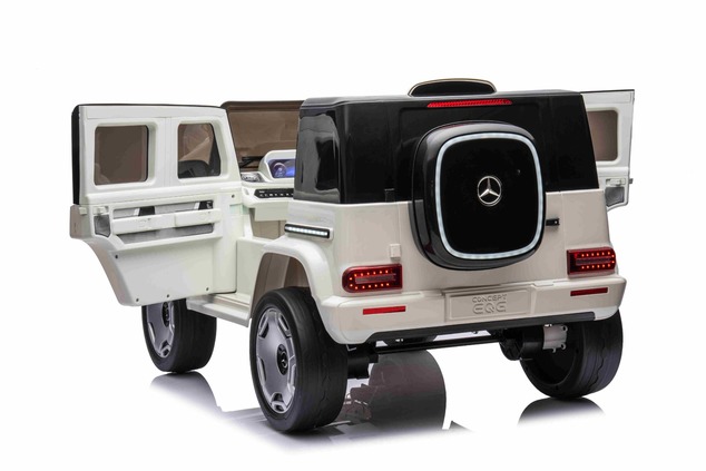 Electric Ride-on car Mercedes-Benz EQG 12V, white, LED underlighted body parts, Functional front and
