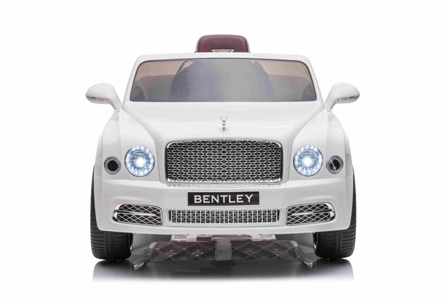 Electric ride-on car Bentley Mulsanne 12V, white, Leatherette seat, 2.4 GHz remote control, Eva whee
