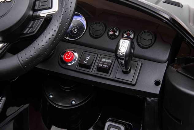 Electric ride-on car Ford Mustang 24V, black, Soft EVA wheels, 2 x 16000 rpm Engines, 24V Battery, 2