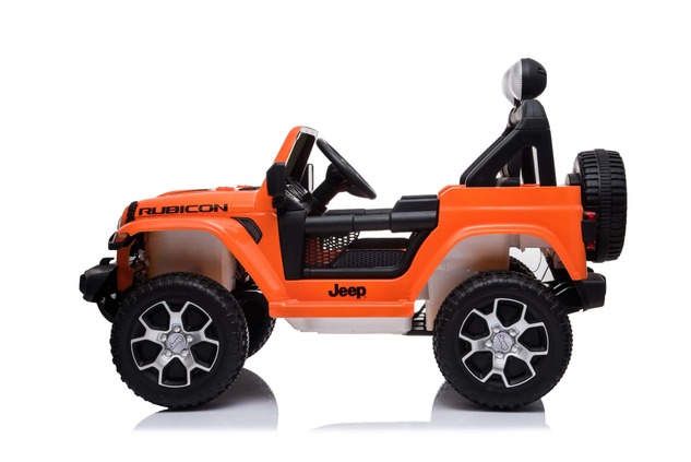 Electric Ride-On JEEP Wrangler, Orange, Double Leather Seat, Radio with Bluetooth and USB Input, 4x4
