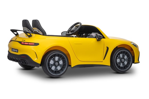 Electric Ride-on car Mercedes GT63 AMG 24V with 4x4 drive, yellow, Two-seater, Adjustable driver's s