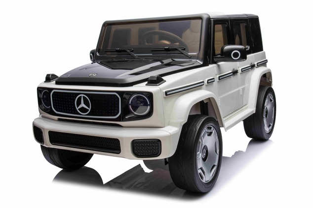 Electric Ride-on car Mercedes-Benz EQG 12V, white, LED underlighted body parts, Functional front and