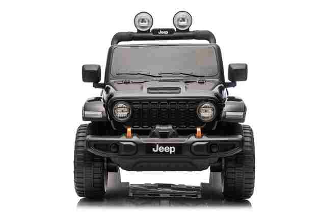 Jeep per bambini 4x4, Nero, sedile in ecopelle a due posti, radio con Bluetooth e ingresso USB