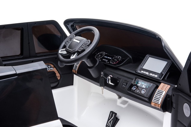 Electric Ride-On Range Rover, White, Double Leather Seat, LCD Display with USB Input, 4x4 Drive, 2x