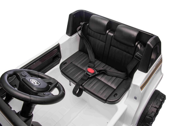 Electric ride-on car Toyota Landcruiser 12V, white, wide single seat, 2.4 GHz remote control, USB / 