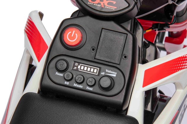 Electric Ride-on MOTOCROSS, Red, 12V battery, EVA soft wheels, Leather seat, 2 x 25W Engine, Suspens
