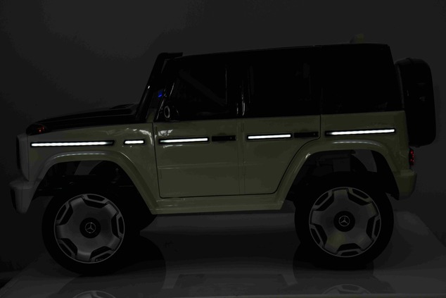 Electric Ride-on car Mercedes-Benz EQG 12V, white, LED underlighted body parts, Functional front and