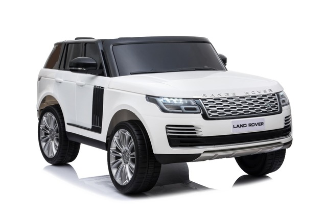 Electric Ride-On Range Rover, White, Double Leather Seat, LCD Display with USB Input, 4x4 Drive, 2x
