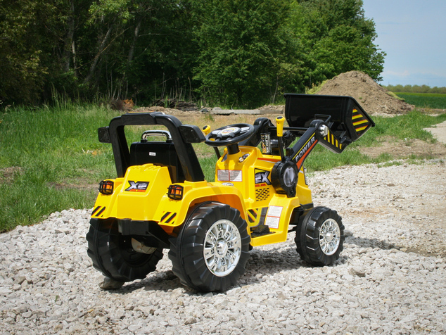 Electric Tractor MASTERS with ladle, yellow, Rear wheel drive, 12V battery,2 x 25W Engines, Front La