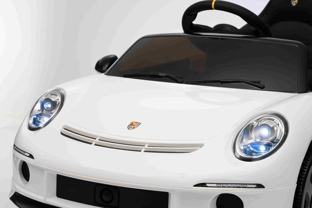 Electric Ride-on car RUF GT 12V, white, Opening doors, 2.4 GHz remote control, LED lights front and 