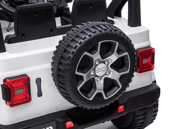 Electric Ride-On JEEP Wrangler, White, Double Leather Seat, Radio with Bluetooth and USB Input, 4x4 
