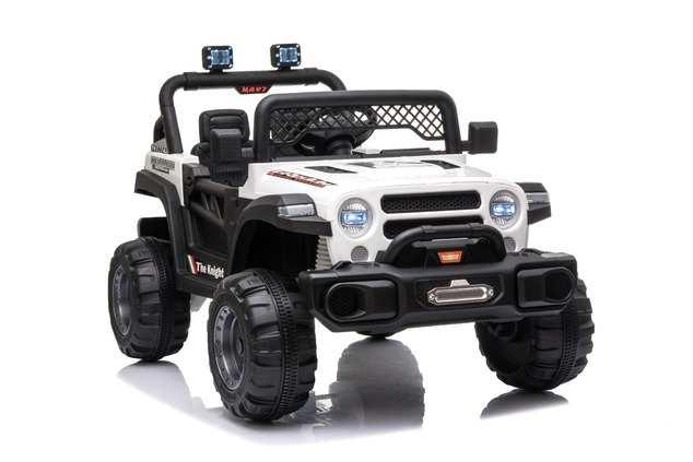 All Ride electric car with rear-wheel drive, white, 12V battery, High chassis, wide seat, Suspension